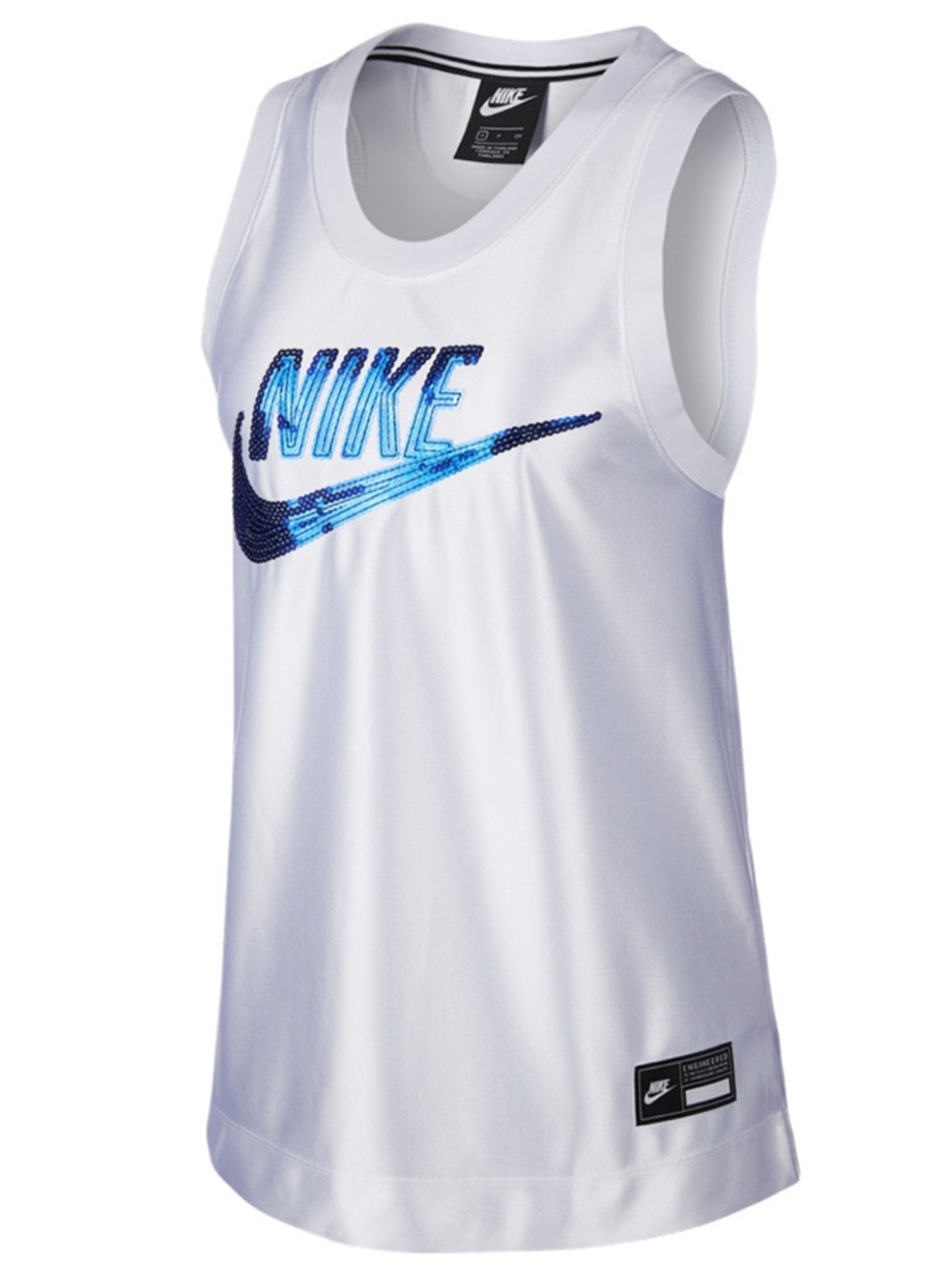 Nike White & Blue Sequin Racerback Jersey Tank NEW XS XSMALL